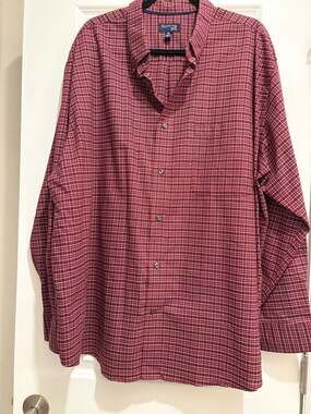 St. John's Bay Red Plaid Button Up Long Sleeve Shirt Men's 3XL